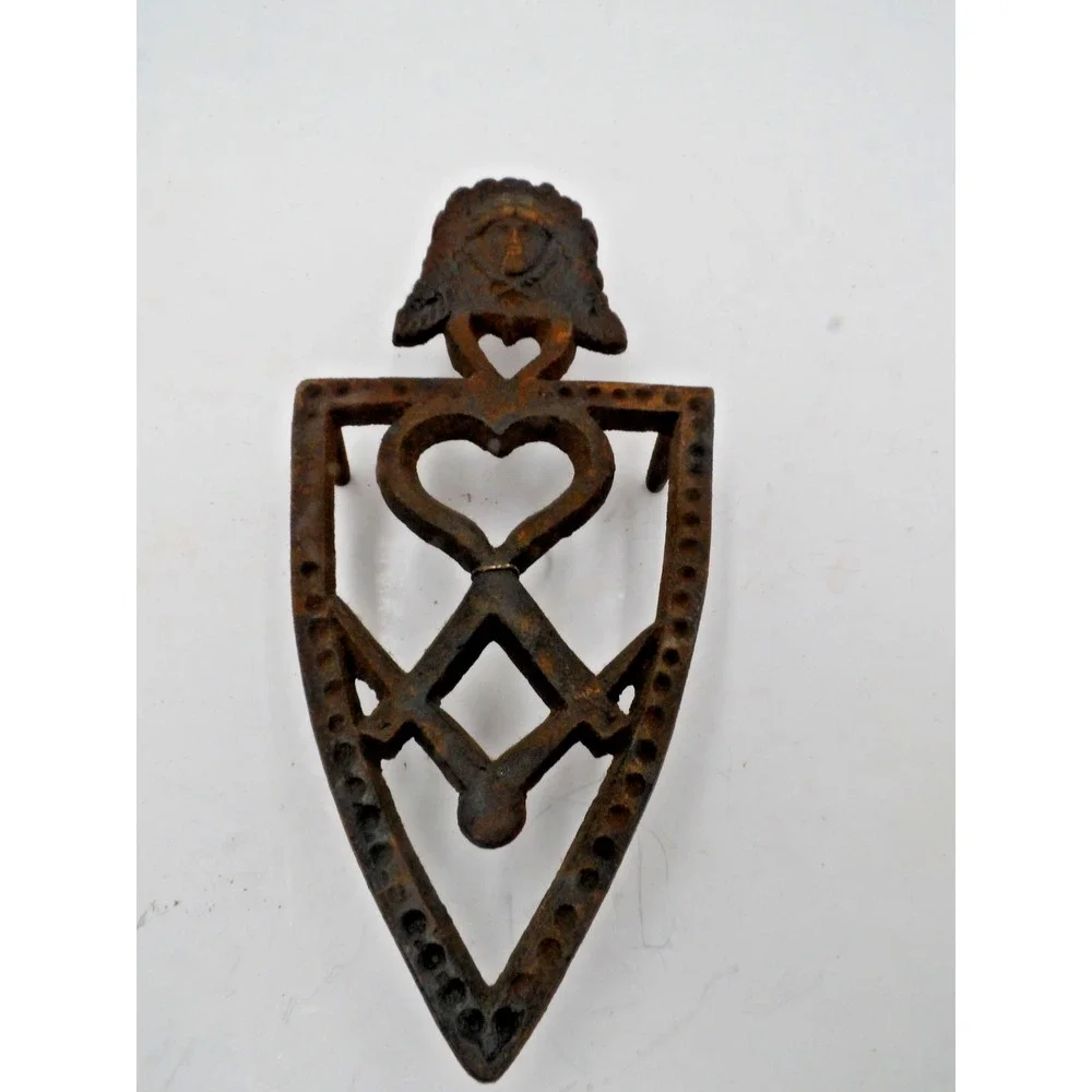 Antique Cast Iron Trivet with Figural Head / Face